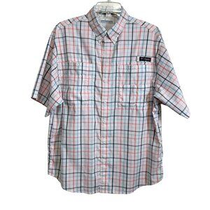 Columbia Super Tamiami Plaid Men's Size Medium Short Sleeve Shirt Lightweight